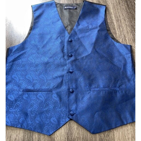Vintage Pierre Cardin Vest Mens sz Large Blue Paisley V Neck Sleeveless Button - Picture 6 of 13